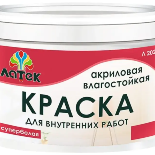Краска для внутренних работ влагостойкая супербелая торговой марки Л 202, 7 кг Краска для внутренних работ влагостойкая супербелая торговой марки Л 202, 7 кг