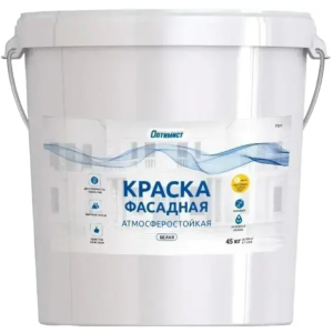 Краска фасадная белая матовая «F 301», 45 кг